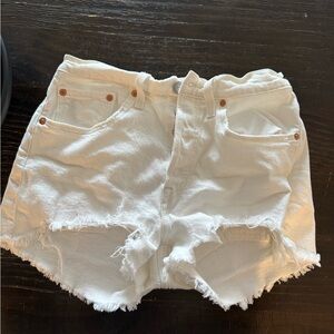 White Distressed Levi’s Denim Shorts
